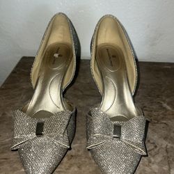Gold Shimmer Bow Heels