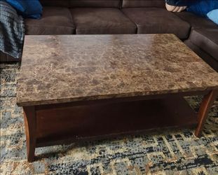 Hardwood/stone coffee table