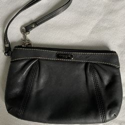 Authentic Coach Wristlet Black Leather Bag  Handbag  Purse 
