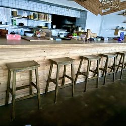 8 Wood Barstools Restaurant Moving Sale Used Good Conditions 