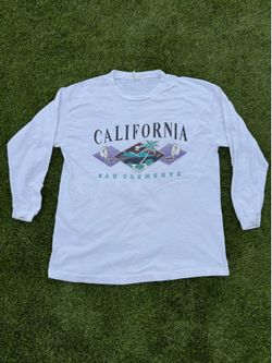 90s California San Clemente Long Sleeve Cotton Shirt with Diamond Graphic Size: Large