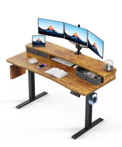 Electric computer desk with drawers