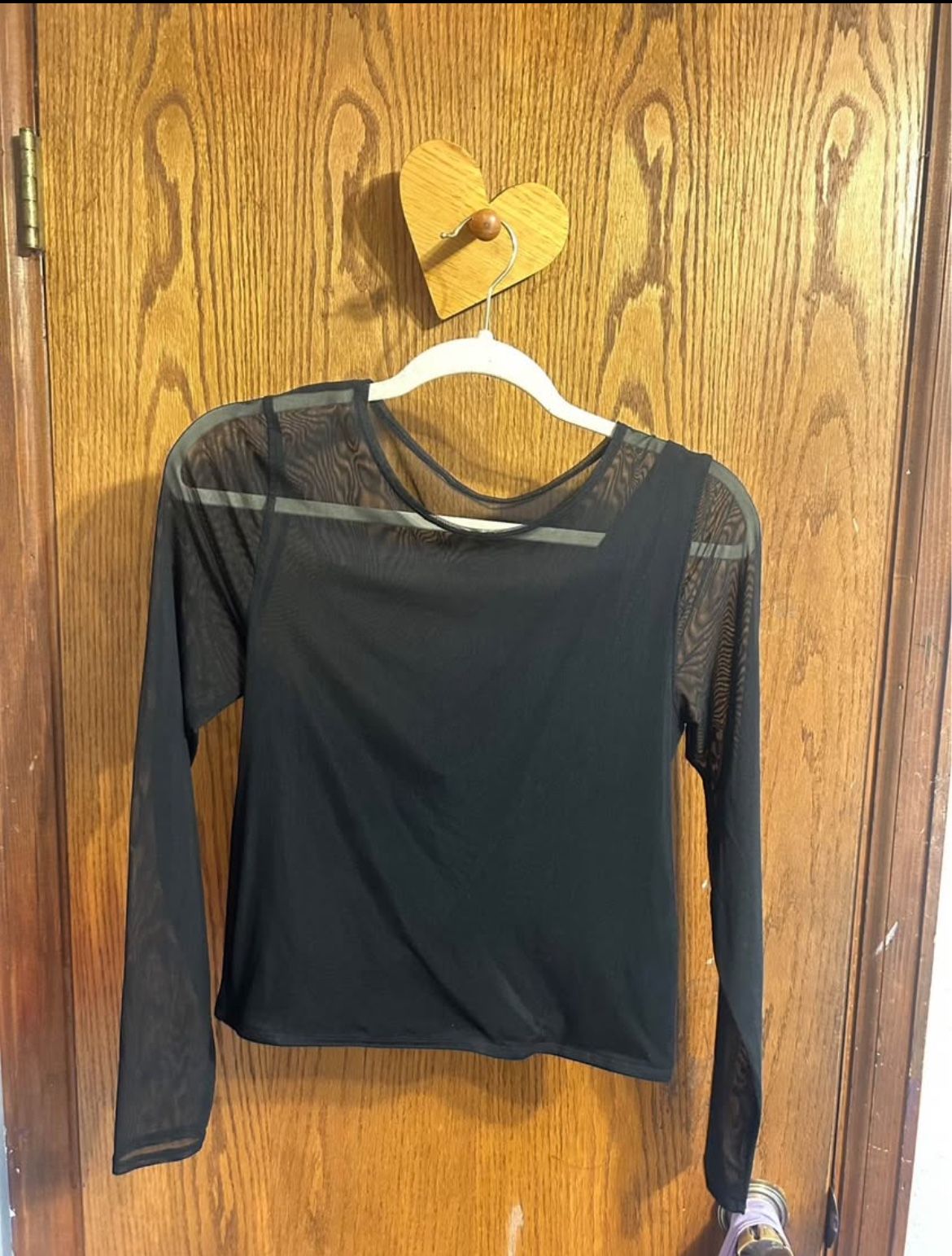 Abercrombie black sheer one shoulder top - Large