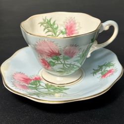E.B. & Co Foley 1950s Mint Green Glengarry Thistle Cup Saucer, England