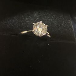 Forever Flawless Brilliant Ring 3CT VVS1 Moissanite GRA Certified Diamond Silver Ring