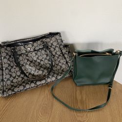 Large Coach Bag And Green Crossbody Bag 