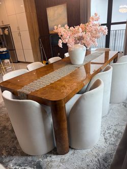 Restoration Hardware Bardot 108” Burlwood Dining Table – Luxury Statement Piece