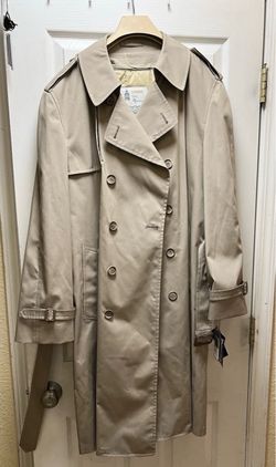 NEW Vintage London Fog Canvas Size 44 Trench Coat Beige NWT *RARE*