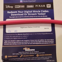 $4 HD DIGITAL MOVIE CODE. NIGHTMARE BEFORE CHRISTMAS. $4 OR TRADE FOR A MOVIE TITLE I DO NOT ALREADY OWN.