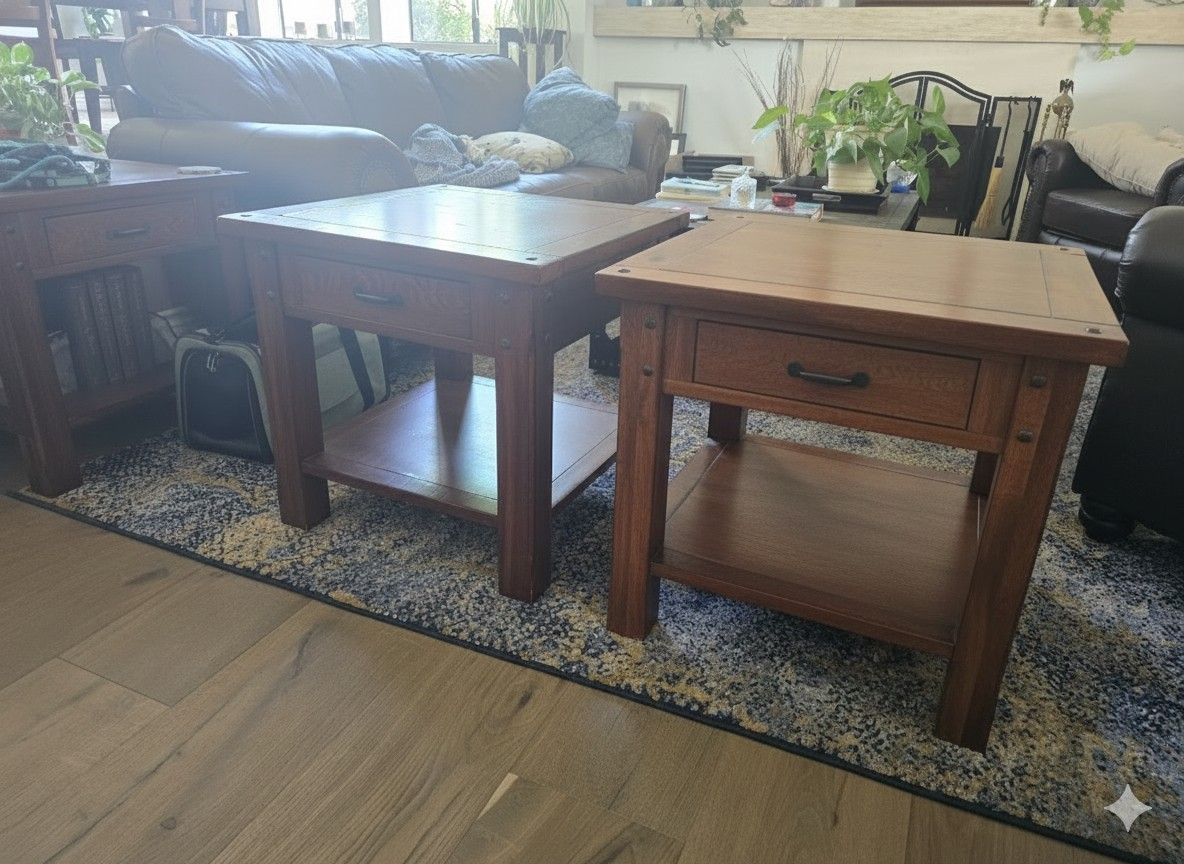 Two Solid wood side end tables