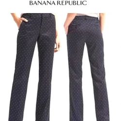 Banana Republic Logan Trouser in Navy with white polka-dots size 6