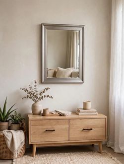 Silver Framed Rectangular Wall Mirror