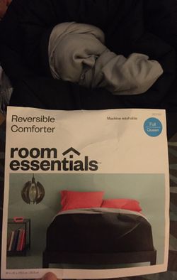 Full/Queen Reversible Microfiber Comforter - Room Essentials, Black&gray