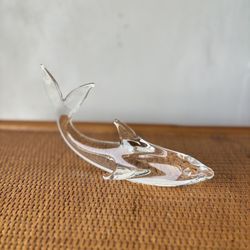 Vintage Crystal Dolphin Art Paperweight