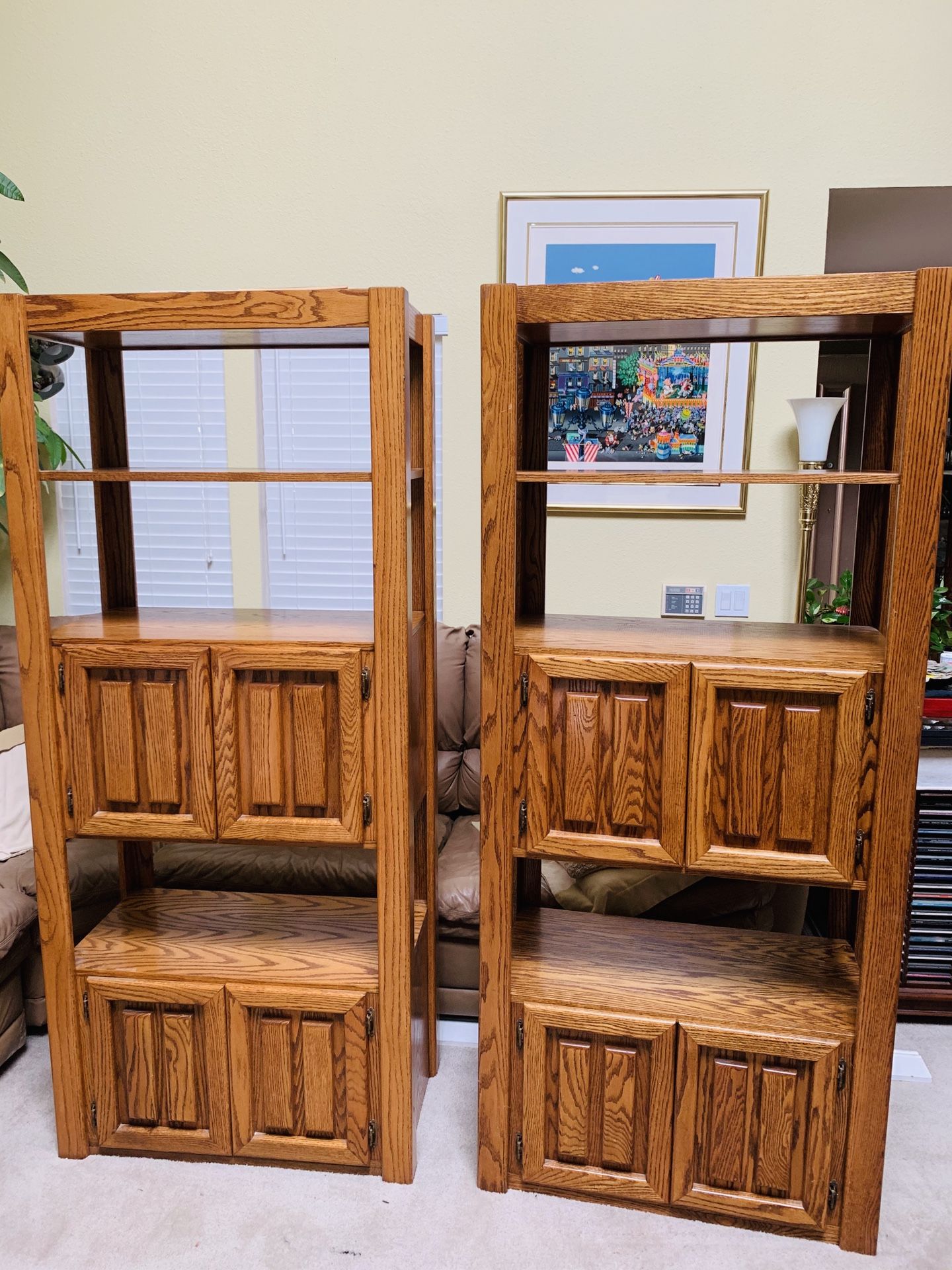 Oak bookshelves