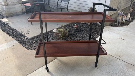 Modern Industrial 2-Tier Wooden Bar Cart / Serving Trolley  38”x 14”1/2