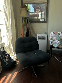 IKEA DYVLINGE Swivel “Mila” Lounge Chair — Black Corduroy