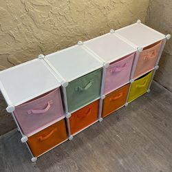 White Eight Cube Storage with Fabric Bins - See My Items