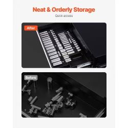 315^Portable Socket Organizer Tray, 3-Piece Metric & SAE Socket Organizer Set, 1/4'', 3/8'' and 1/2'' Heavy-Duty Socket Holder with Handle & Magnetic 