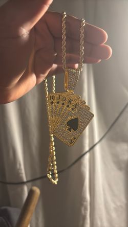 Ace of Spades Pendant GOLD W/cubic zirconia