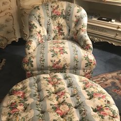 Antique Chair And Ottoman 