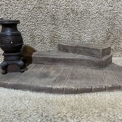 Vintage Sarah's Attic 12" Base  1992 & Pot belly Stove