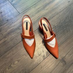 Trapeze Heel Slingback Pumps - EU38/US7.5