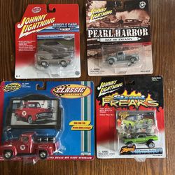Lot Of 4 Johnny Lightning/Road Champs 1973 Pontiac, 1956 F100, Pearl Harbor