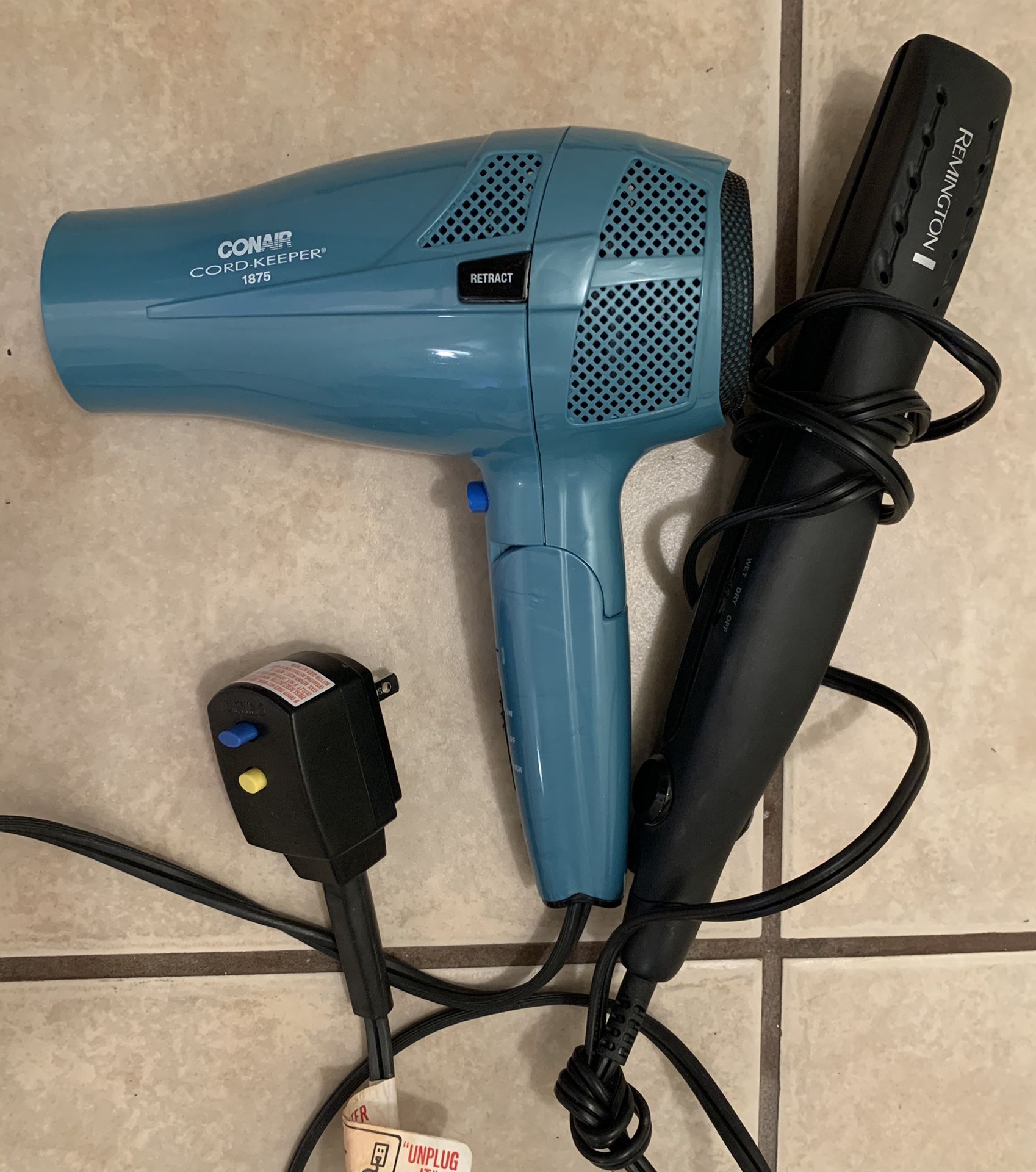 Wet/dry Remington hair straightener Conair blow dryer
