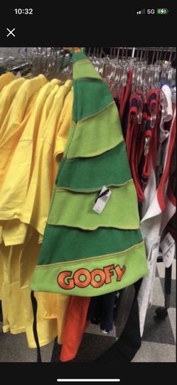 Goofy Christmas Holiday Santa Elf Stocking Hat Cap Green Floppy Ears Disney Park NWT