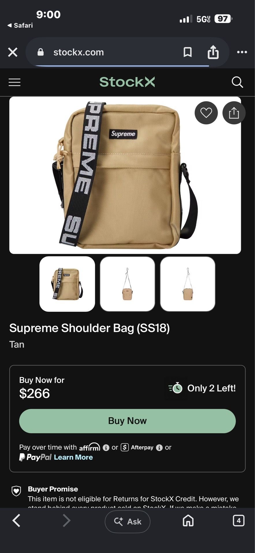 Supreme Shoulder Bag (SS18) Tan
