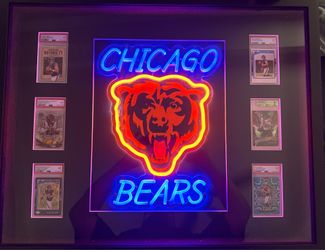 Custom Caleb Williams Chicago Bears LED Shadow Box Display – Graded Rookie Cards Included