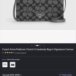 Coach Anna Foldover Clutch Crossbody Bag in Signature Canvas