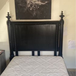 Queen Size Mattress And Box Spring W/ Vintage Headboard 