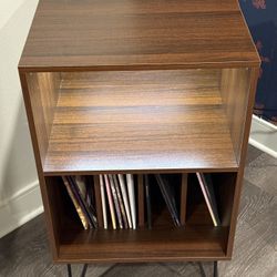 Vinyl Record Storage Cabinet with LED-Lit Shelf | 21”W x 18”D x 24”H 