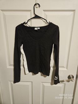 Puma Black Ribbed Long Sleeve Top