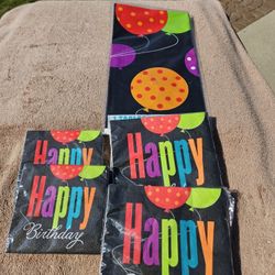 4 Packs & Table Cloth Happy Birthday.  Nrw