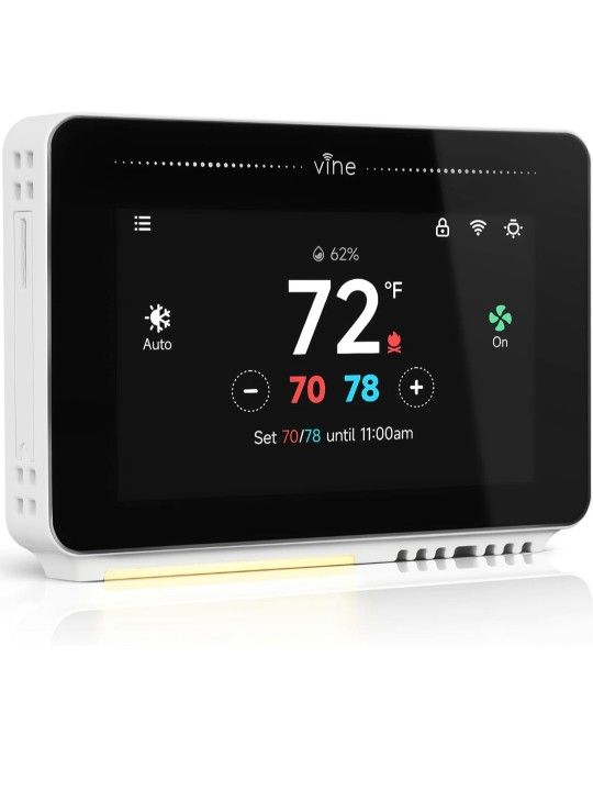 vine Smart Thermostat for House with Nightlight, 4.3" Touchscreen Wifi Thermostats for Home AC and Heating, App/Voice Control, with Alexa Google Home