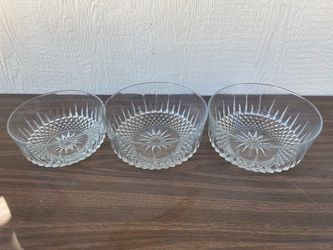 Set of 3 Crystal Cut Glass Bowls