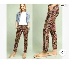 Anthropologie Chino Relaxed Pants Black Floral