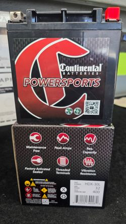Continental HDX-30L Powersport Battery.  Harley Davidson Battery 30L