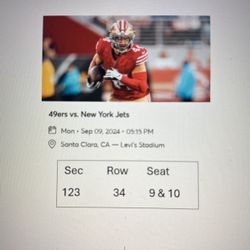 Niner tickets - $225/ea. - Section 123, Row 34, Seats 9 And 10
