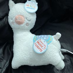 musical plush lama toy with lights for baby’s nursery 