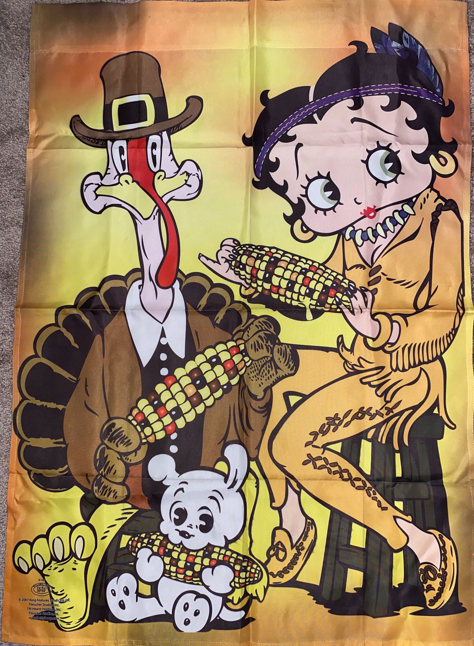 Betty Boop Garden  House Decor Flag Thanksgiving November Holiday Pudgy New