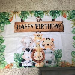 Birthday Banner Jungle Themed