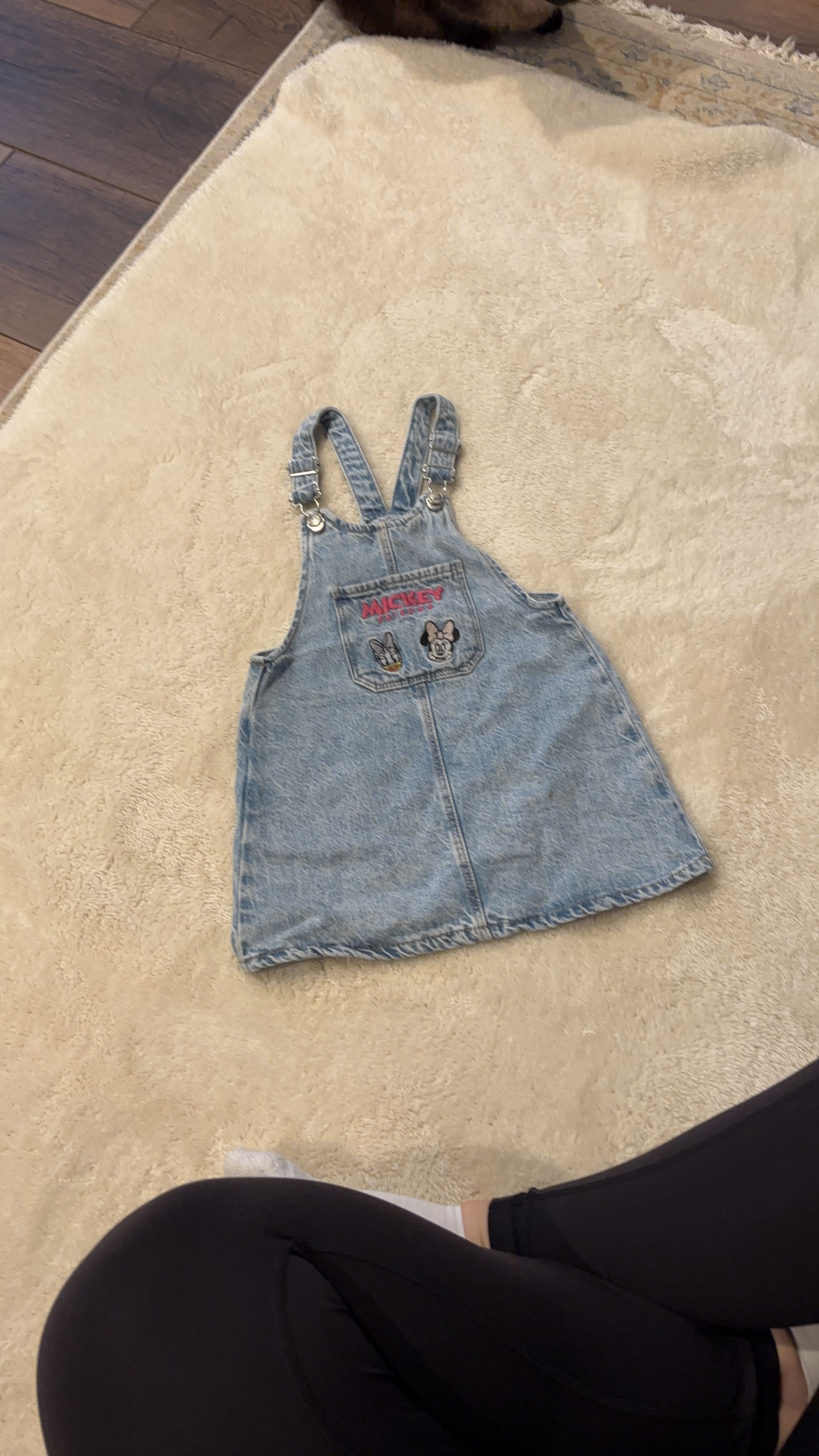 Zara Mickey Mouse Denim Overall Dress