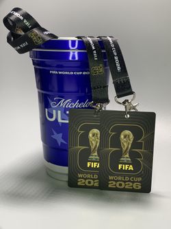 FIFA World Cup 2026 Cups & Official Lanyards -Fan ID Badge Black & Gold 2 Sided
