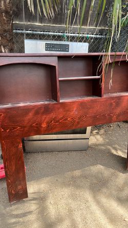 Bed with head board and frame fool solid wood drawers two brown size full