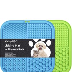 Licking Mat for Dogs & Cats 2 Pack with Suction Cups