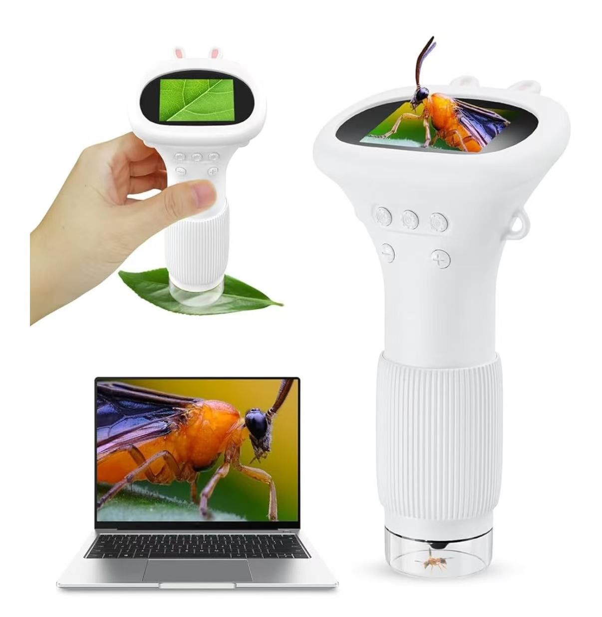 Kids Microscope Handheld, 100X-1200X Zoom HD Digital Microscope for Kids Ages 8-12, Outdoor Bug Insect Discovery Kit ,Minilabbies Toy